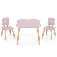KINDERTISCH mit stuhl rosa(3-tlg) - Pink, Holzwerkstoff (60/44/60cm) - COSTWAY