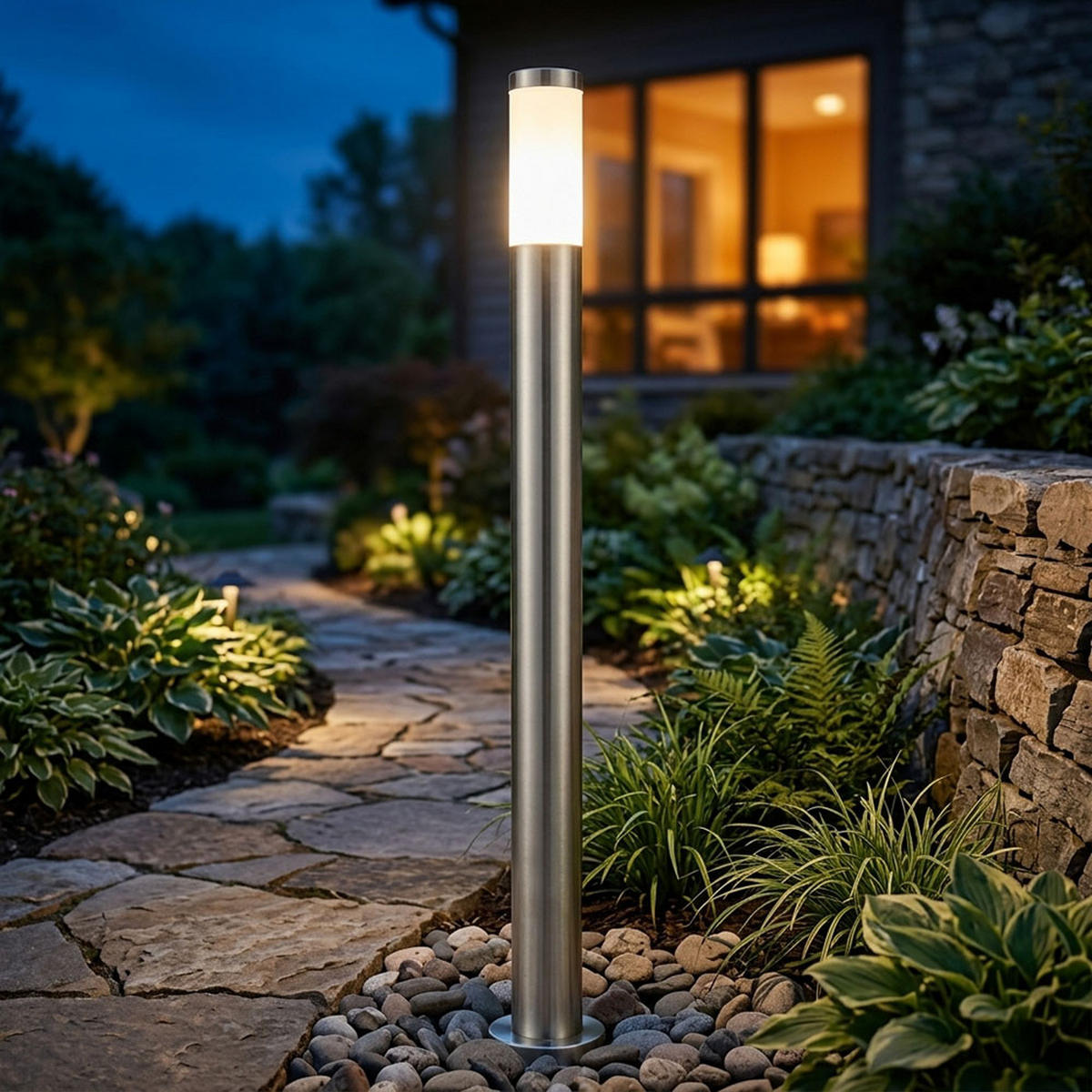 LED STEHLEUCHTE Edelstahl Silber - Silberfarben, Metall (7.6/11/110cm)