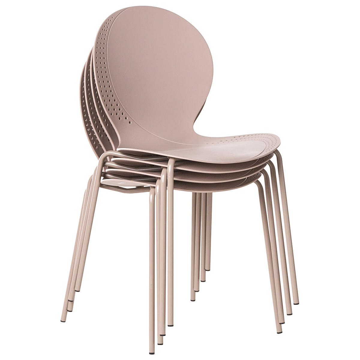 GARTENSTUHL 4er-Set stapelbar Beige Milos - Beige, Kunststoff (45/80/48cm) - Beliani