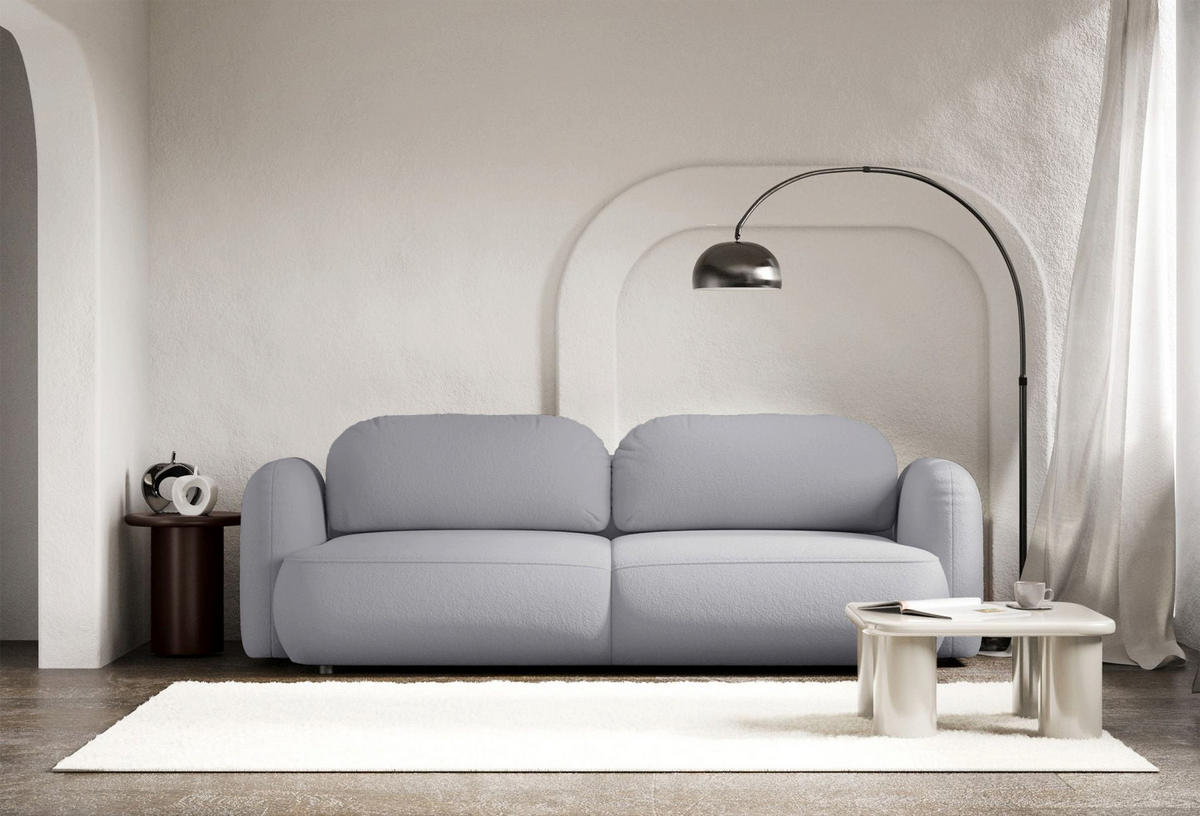 3-SITZER SCHLAFSOFA Tvoya Hellgrau Chenille - Hellgrau/Schwarz, Kunststoff/Textil (253/82/110cm) - Selsey