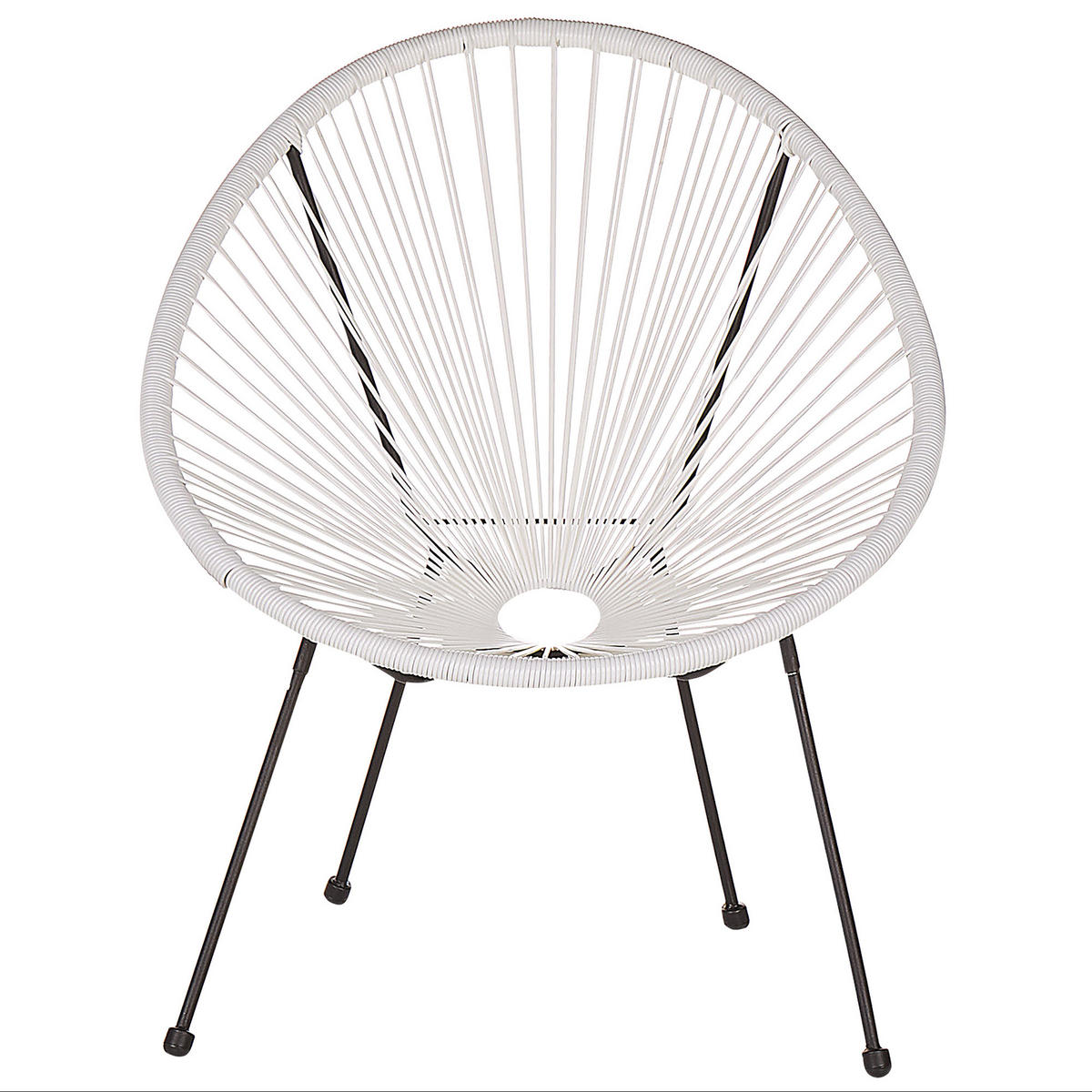 RATTANSTUHL Kunststoff weiß 70 cm Acapulco II - Schwarz/Weiß, Kunststoff (70/85/90cm) - Beliani