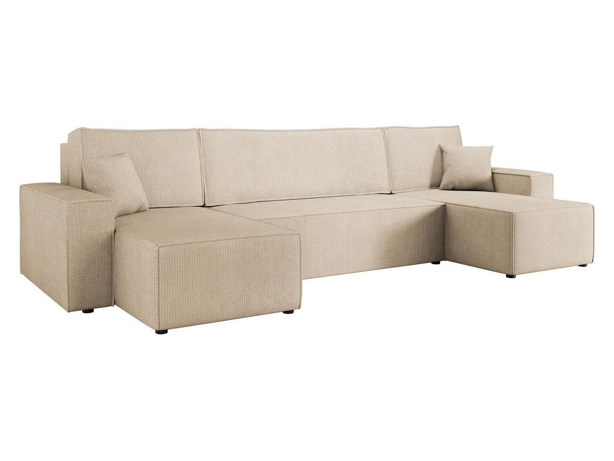 WOHNLANDSCHAFT Karl U - Schwarz/Naturfarben, Holz/Kunststoff (312/82/145cm) - MIRJAN24