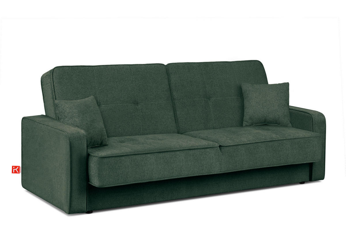 SCHLAFSOFA ORIO 3 Personen, Chenille-Stoff, marine/beige - Blau/Beige, Textil (219/90/90cm) - KONSIMO®