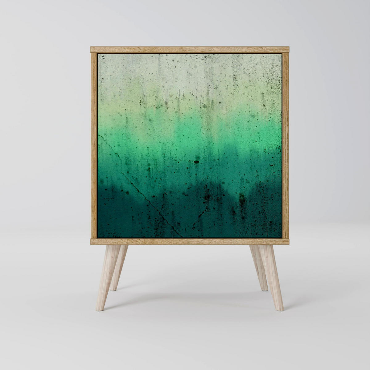 SIDEBOARD NORTHERN LIGHTS, Grau, 57,5x42x77,5 cm, Schräge Buchenholzfüße - Buchefarben/Multicolor, Holzwerkstoff/Buchenholz (57.5/77.5/42cm) - SpaceRebels