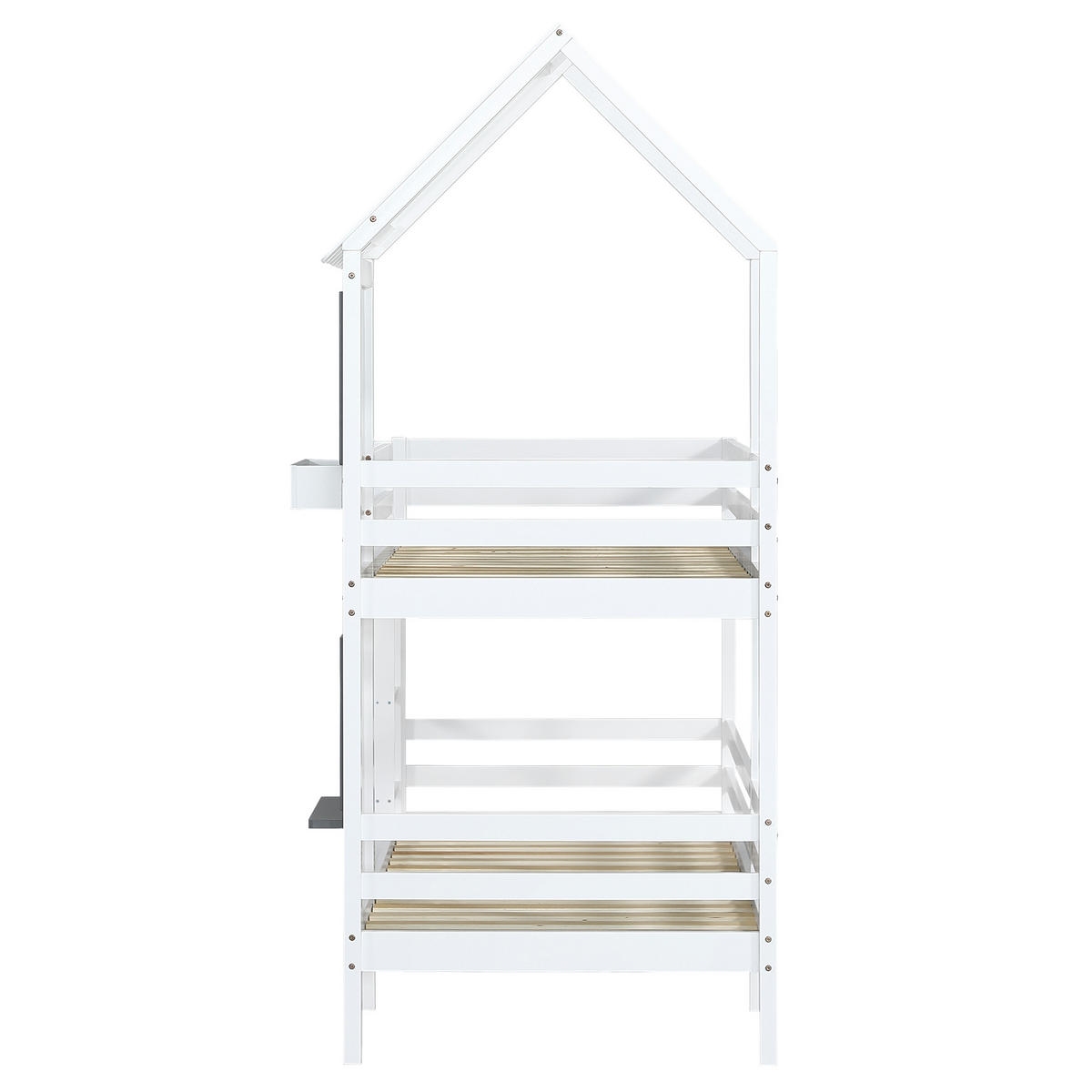 ETAGENBETT 90/200 cm Weiß mit Handlauf und Fenster - Weiß, Holz (90/200cm) - Oxeza