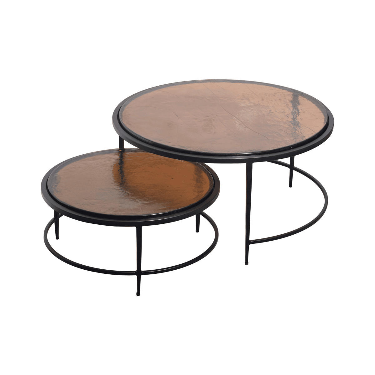 SATZTISCHE aus Rauchglas und schwarzem Metall D86 cm - IGLOO - Schwarz, Metall (90/86/46cm) - Signature