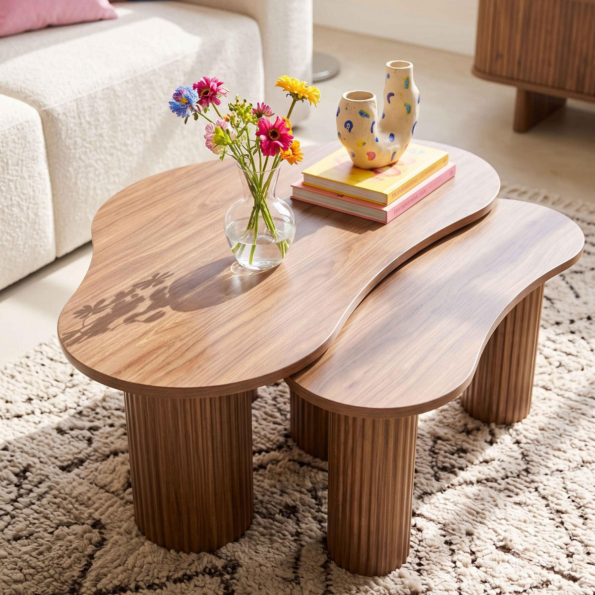 COUCHTISCH, dunkles Holz - Beige/Braun, Holz (60/100/38cm) - Oviala
