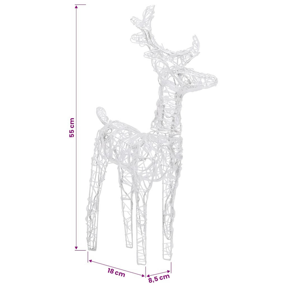 WEIHNACHTSDEKORATION Rentiere & Schlitten 160 Leds 130 Cm Acryl - Rosa, Kunststoff (28/55/43cm) - vidaXL