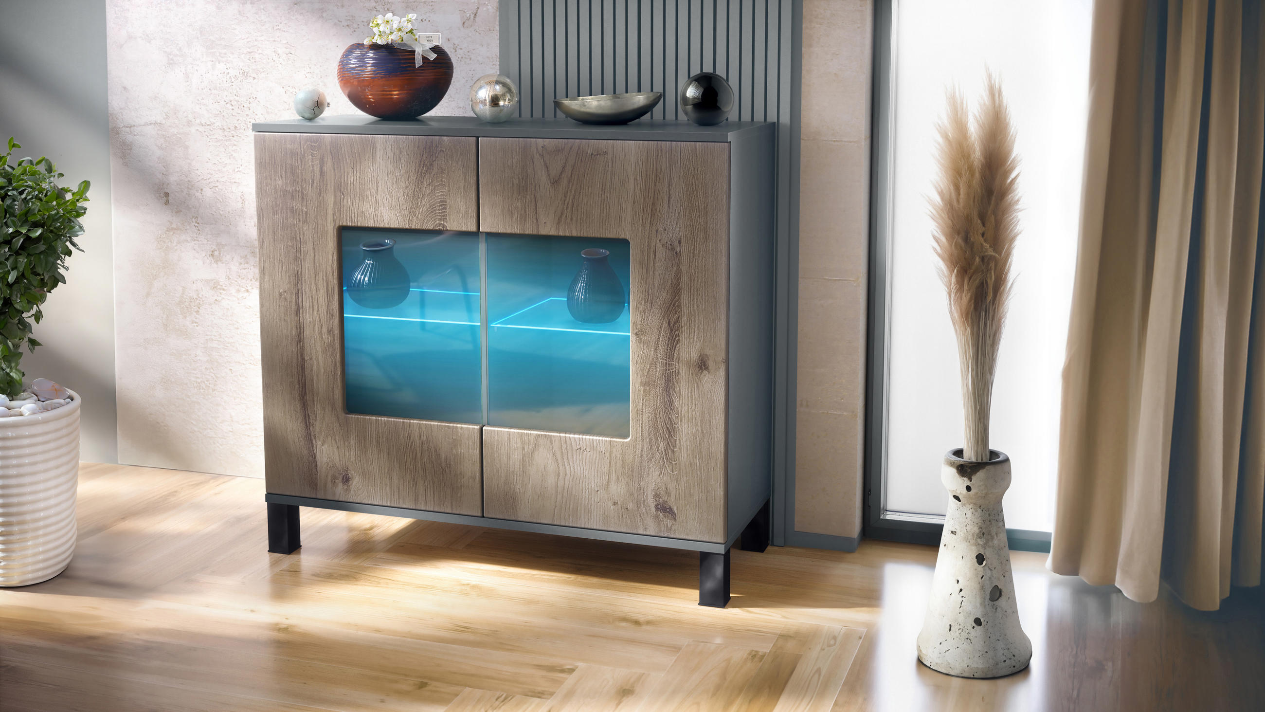 KOMMODE Grömitz Eiche Ribbeck - Alteiche, Holzwerkstoff (92.5/84.5/35cm) - Vladon