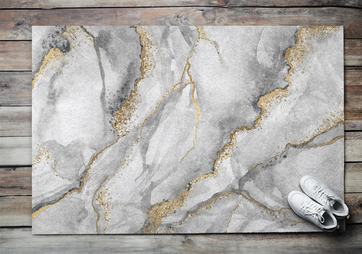 FUSSMATTE 150 x 100 cm Grauer Marmor - Grau, Textil (150/100cm) - TULUP