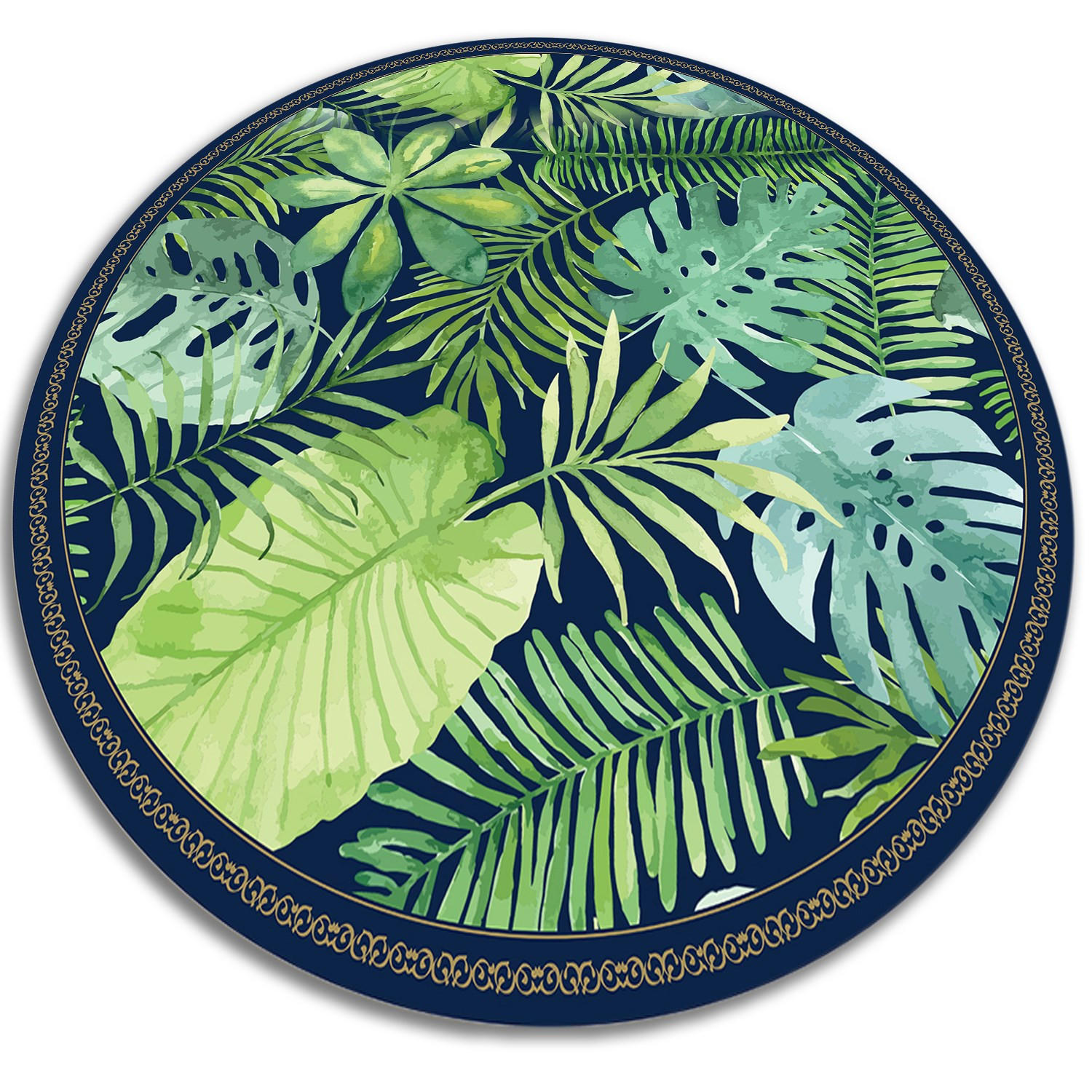 VINYL TEPPICH Ø140 cm Tropische Blätter - Grün, Kunststoff (150/150cm) - TULUP