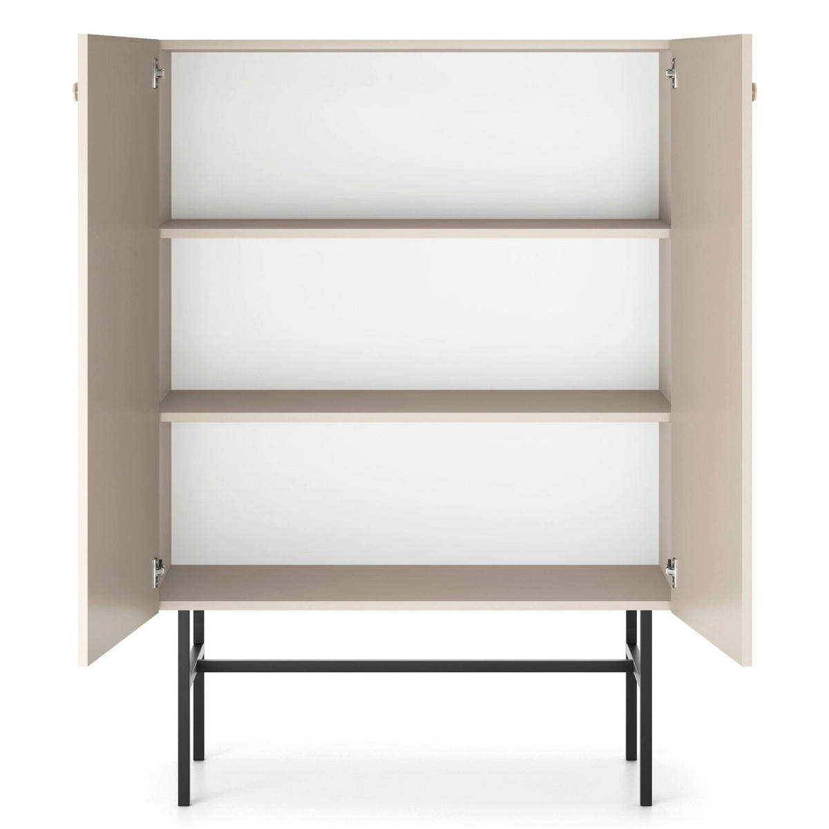 HIGHBOARD Divenos Greige 93 cm - Taupe/Goldfarben, Holzwerkstoff/Metall (93.2/131.7/39cm) - Selsey