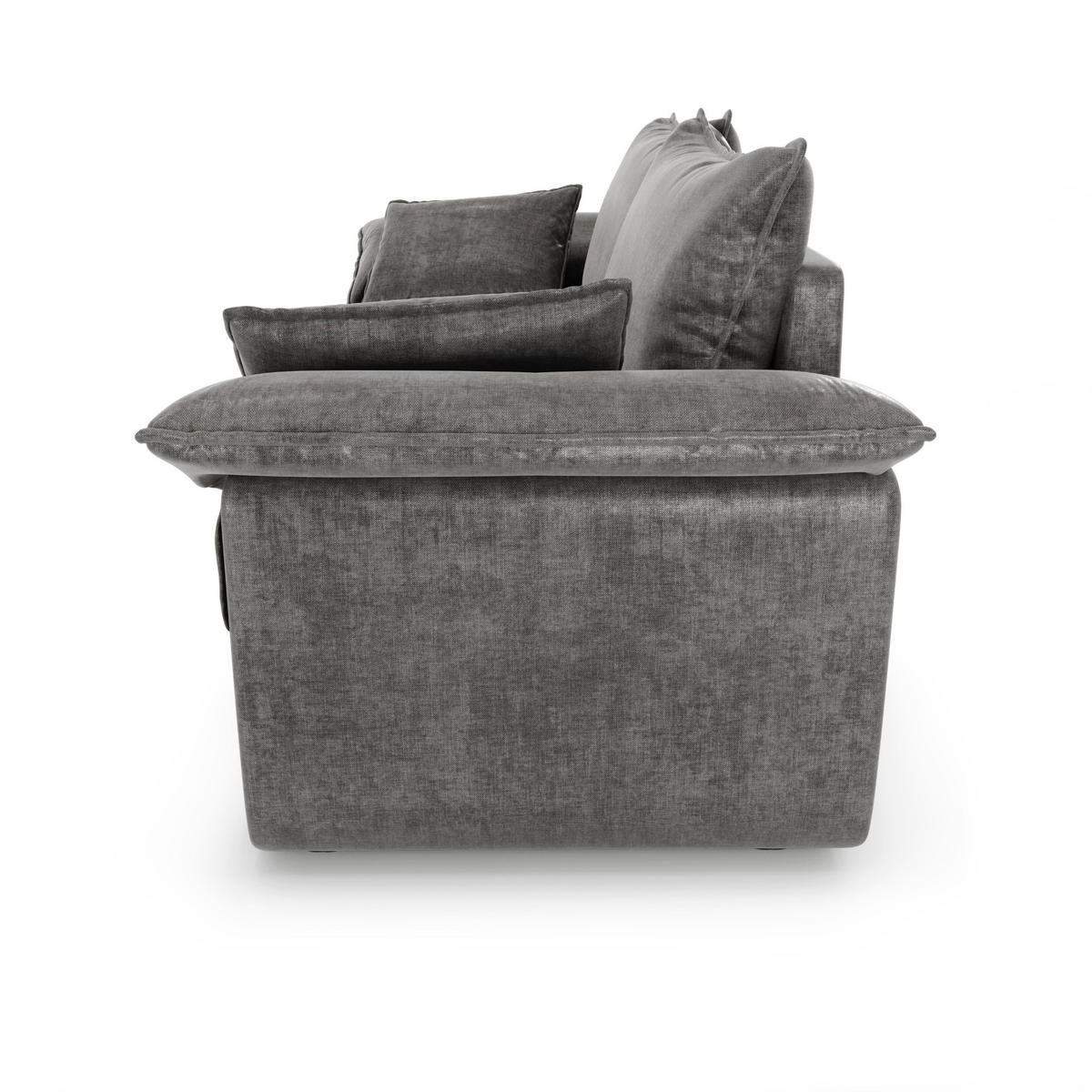 SOFA 3-Sitzer Samt Graphitgrau 232cm - Graphitfarben/Grau, Textil (232/92/102cm) - Sia Home
