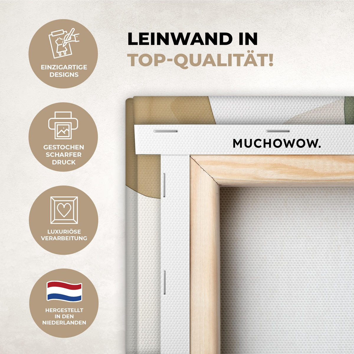 LEINWANDBILD Japandi - Abstrakt - Grün 30x20 cm - Salbeigrün, Textil (30/20cm) - MuchoWow