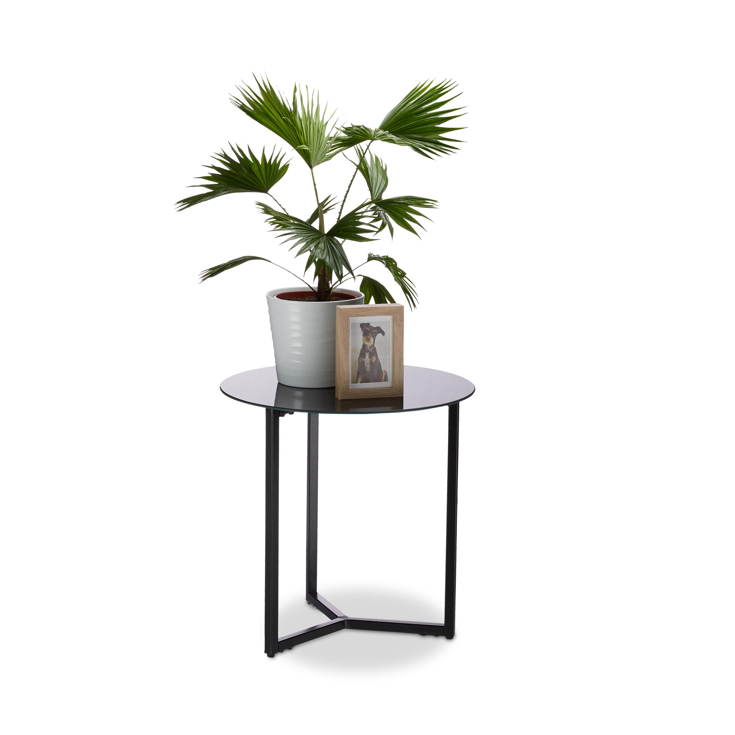 BEISTELLTISCH - Schwarz, Glas/Metall (50/50/51cm) - Relaxdays