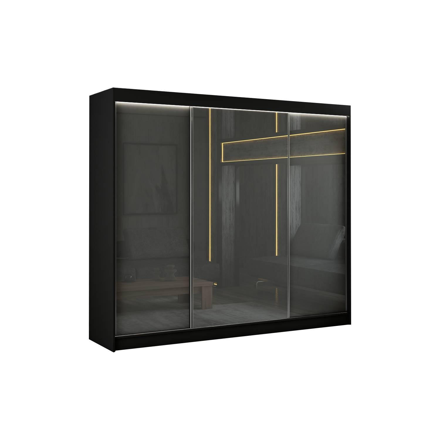 SCHIEBETÜRENSCHRANK TIPI II - Schwarz/Grau, Holzwerkstoff (250/215/61cm) - Meblini