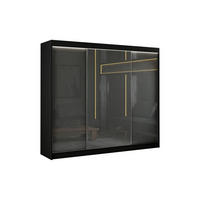 SCHIEBETÜRENSCHRANK TIPI II - Schwarz/Grau, Holzwerkstoff (250/215/61cm) - Meblini