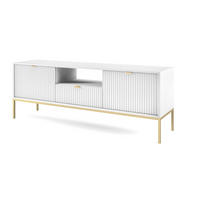 TV-SCHRANK 154 cm Galla mit Schublade, 2 Türen, gold accessories, Weiß + Gold - Goldfarben/Weiß, Holz (154/56/39cm) - Emporius