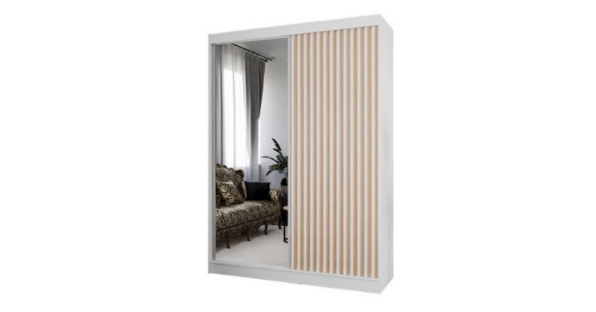 Sepro Meble SCHRANK Weiß Craft Gold Lamellen Spiegel 150 cm Mit Spiegel ...