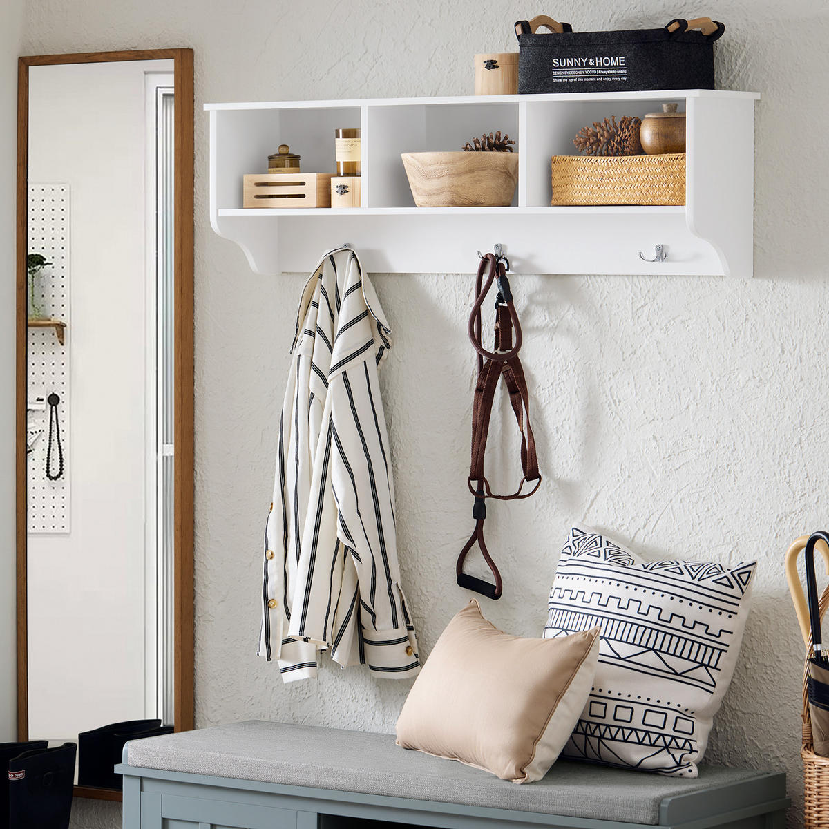 WANDGARDEROBE Weiß - Weiß, Holzwerkstoff (100/30/20cm) - SoBuy