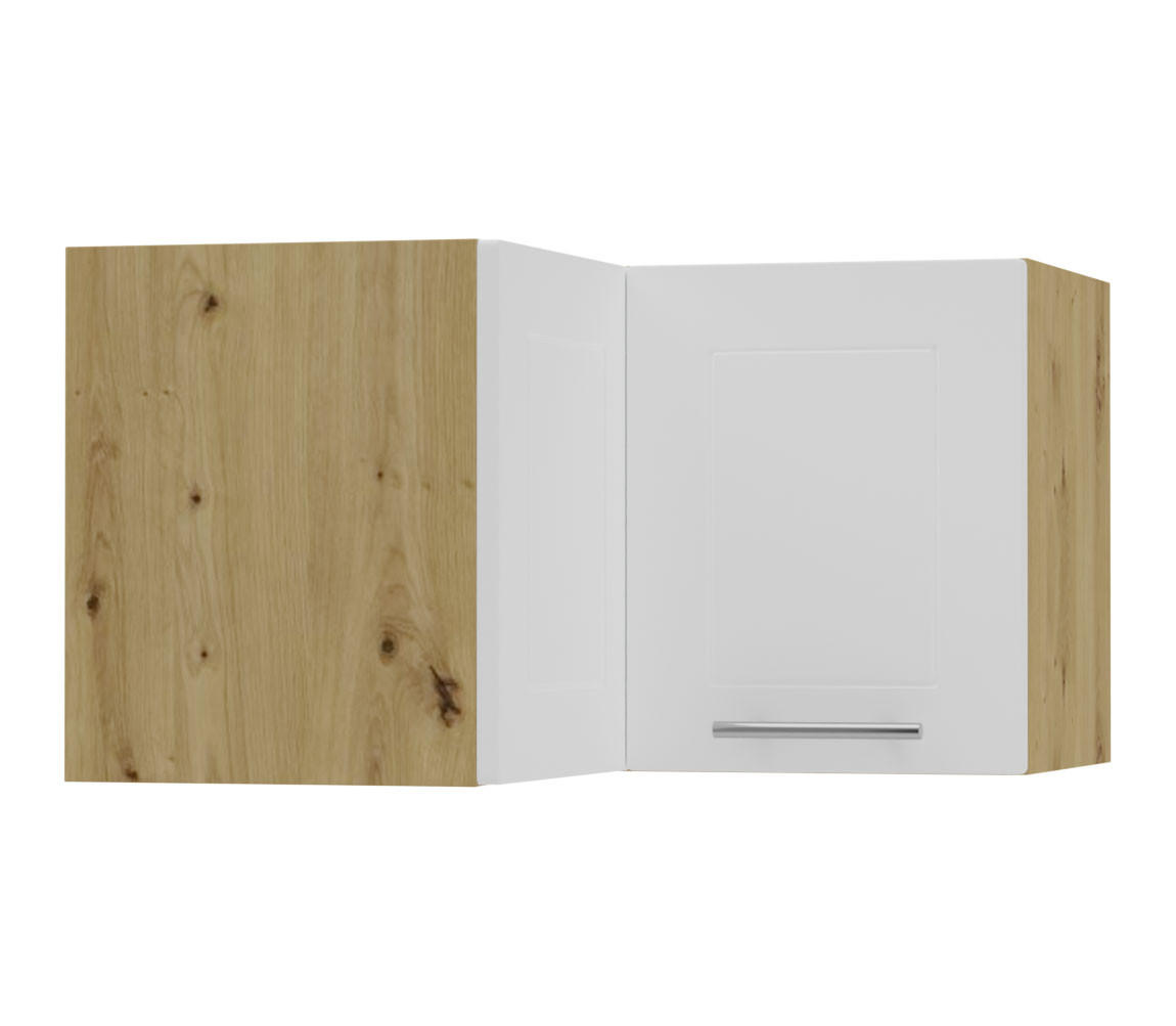 Feldmann-Wohnen Eckhängeschrank Weiß, Eiche Artisan 60x36x60 cm