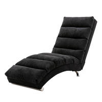 RELAXLIEGE Liegesessel,Relaxsessel,Leinenstoff,Schwarz - Schwarz, Textil (55/84/148cm) - LVHOM