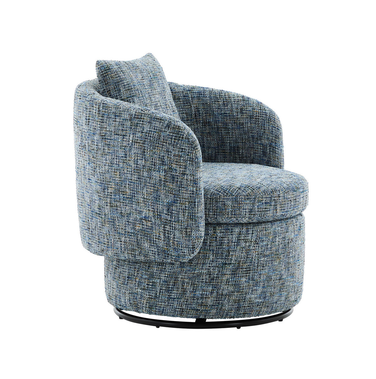 DREHSESSEL 72/66,5/76 cm aus Chenille mit 360°-Drehfunktion und Stauraum - Blau, Textil (66.5/76/72cm) - BEAOK