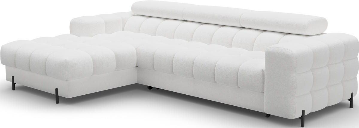 ECKSOFA FELRO mit Schlaffunktion, Bettkasten & verstellbaren Kopfstützen – Modernes Premium-Ecksofa in L-Form - Weiß, Kunststoff (285/181cm) - Wohnideebilder
