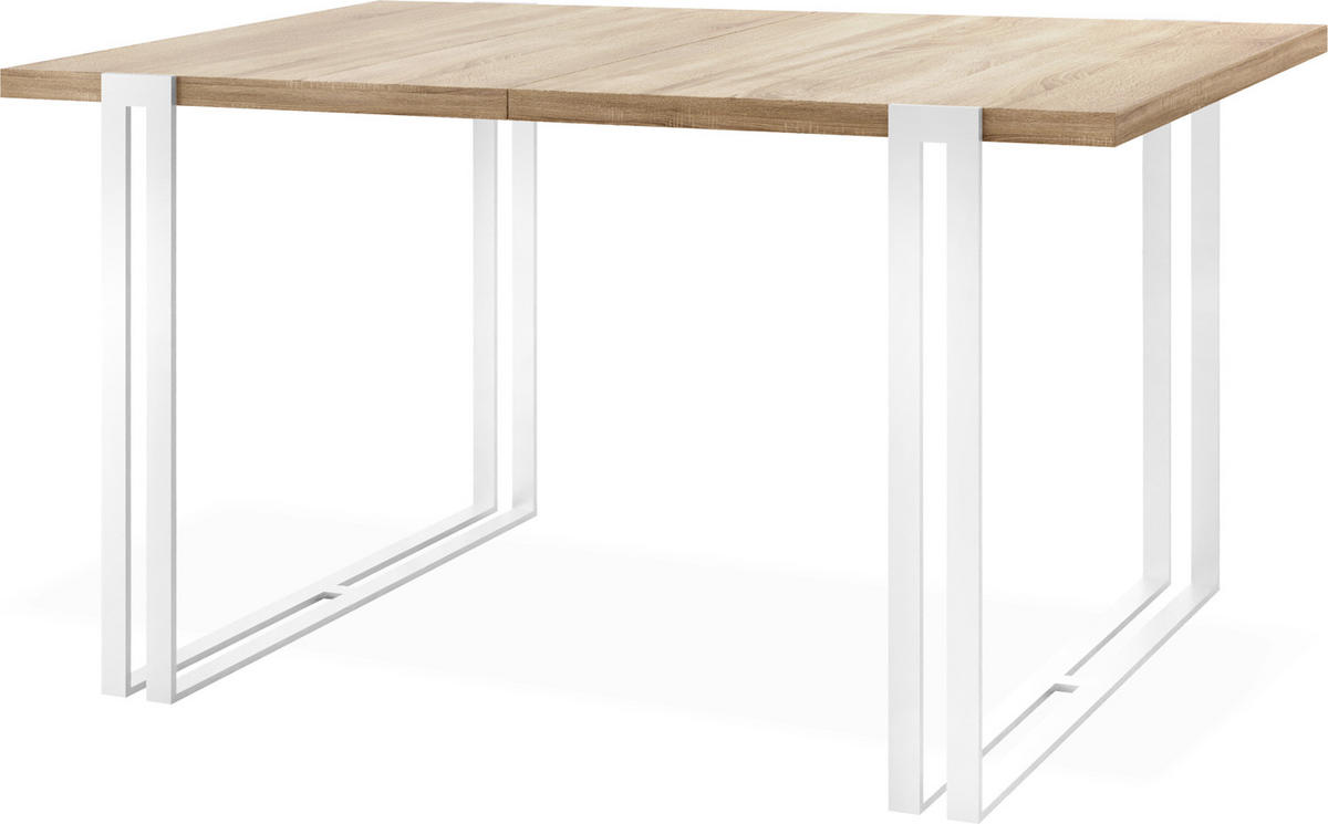 ESSTISCH Lilo rechteckig ausziehbar, Sonoma Eiche 160-260/90/76 cm - Weiß/Sonoma Eiche, Holzwerkstoff/Metall (160/90/76cm) - WFL GROUP