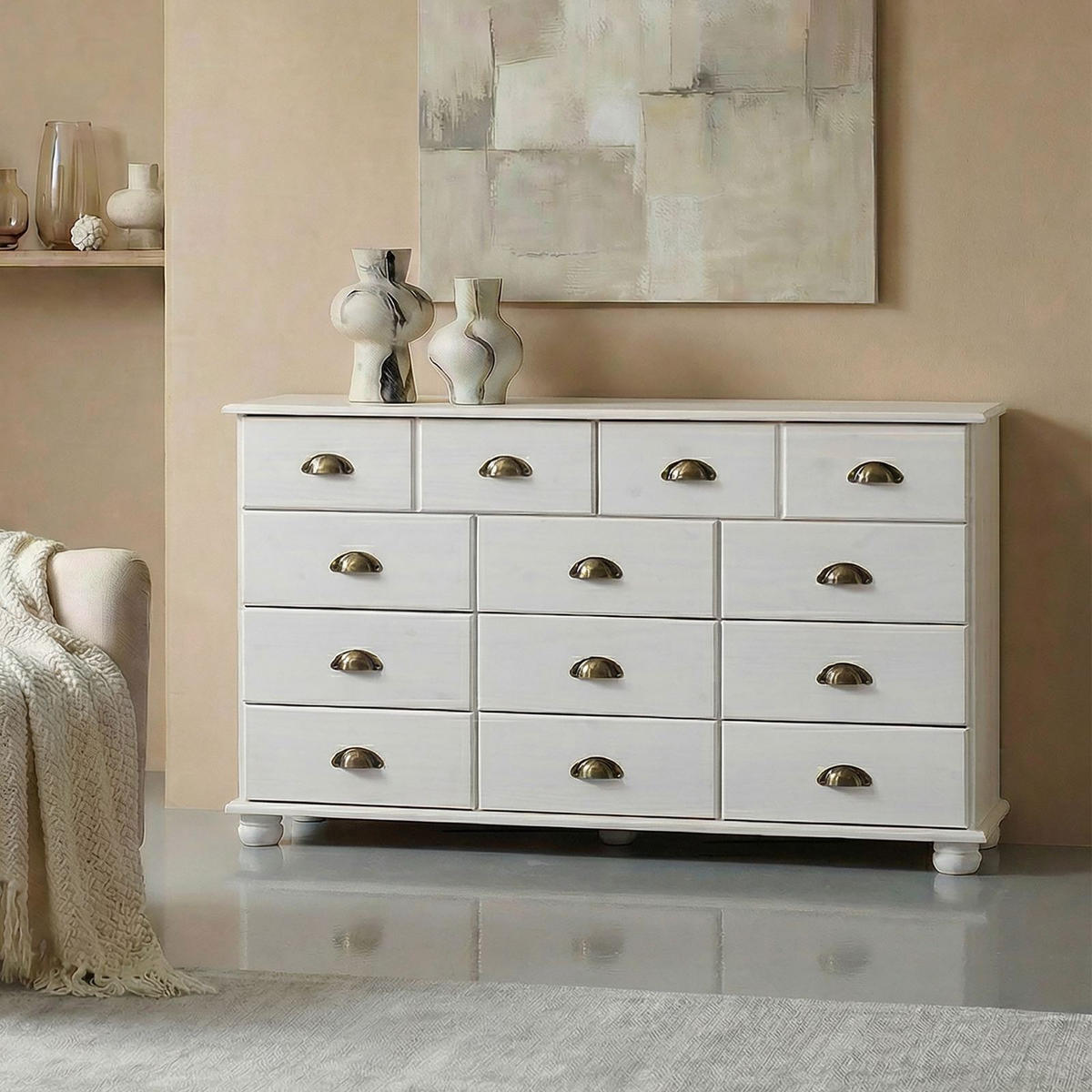 APOTHEKERKOMMODE COLMAR weiß - Weiß, Holz (117/73/35cm) - IDIMEX