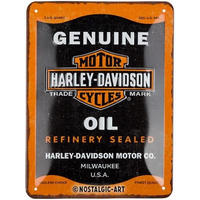 BLECHSCHILD 15/20 cm Harley-Davidson Genuine Oil - Multicolor, Metall (15/20/0.5cm) - Nostalgic-Art