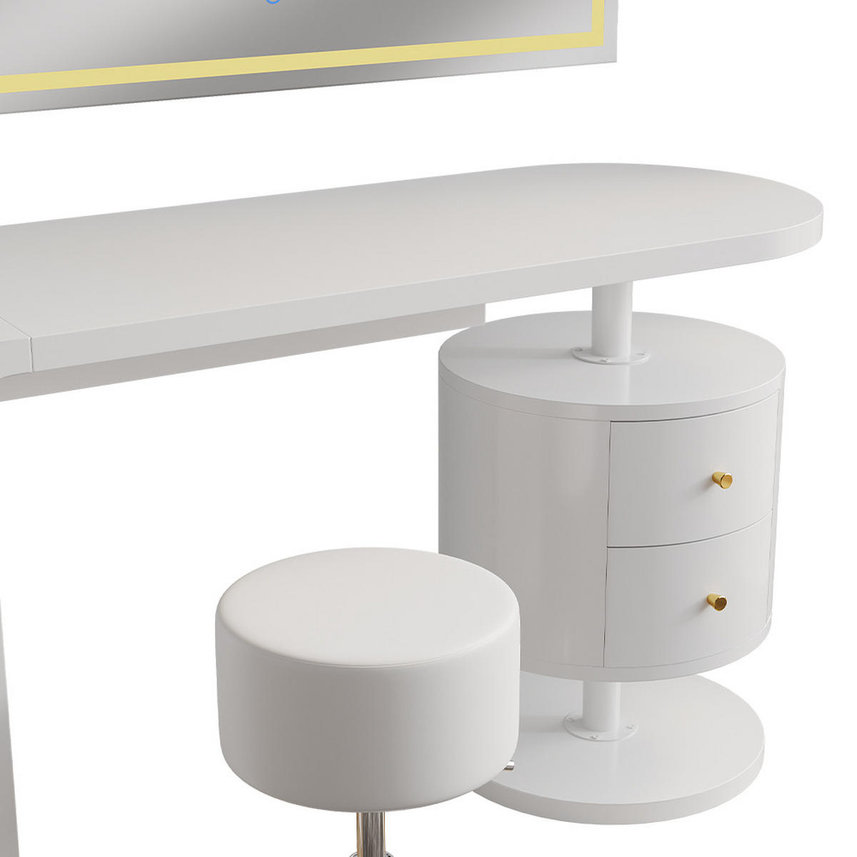SCHMINKTISCH Lara Weiß 120 cm mit LED-Spiegel und Hocker - Weiß, Holzwerkstoff (120/76/50cm) - Vicco