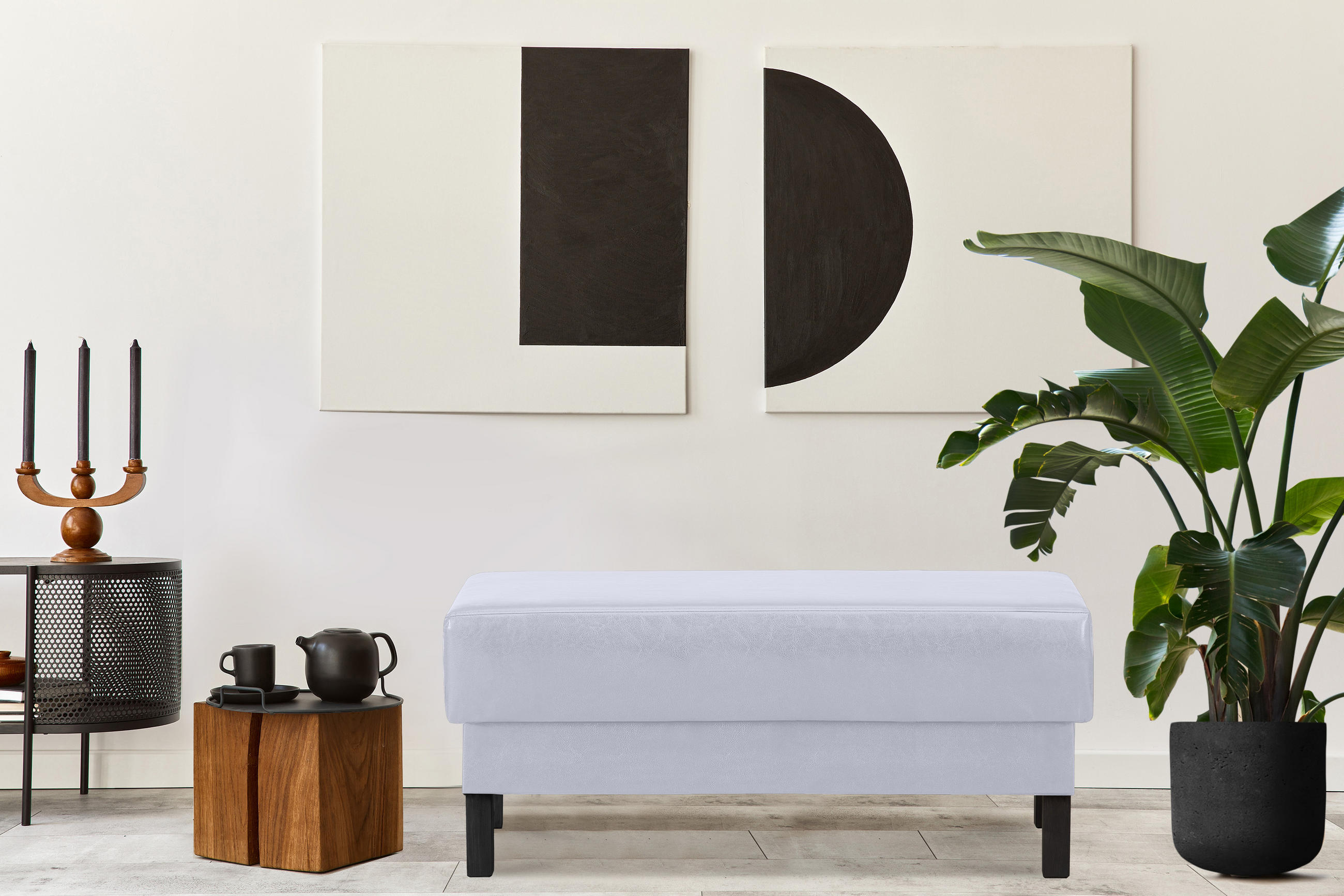 Thumbnail - Konsimo® Sitzhocker, Grau, Textil, 106x47x56 cm, Wohnzimmer, Hocker, Sitzhocker