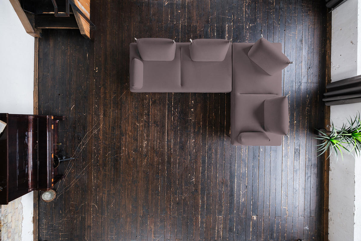 ECKSOFA CANE Violett Webstoff - Violett/Lila, Textil/Metall (310/210cm) - KAWOLA