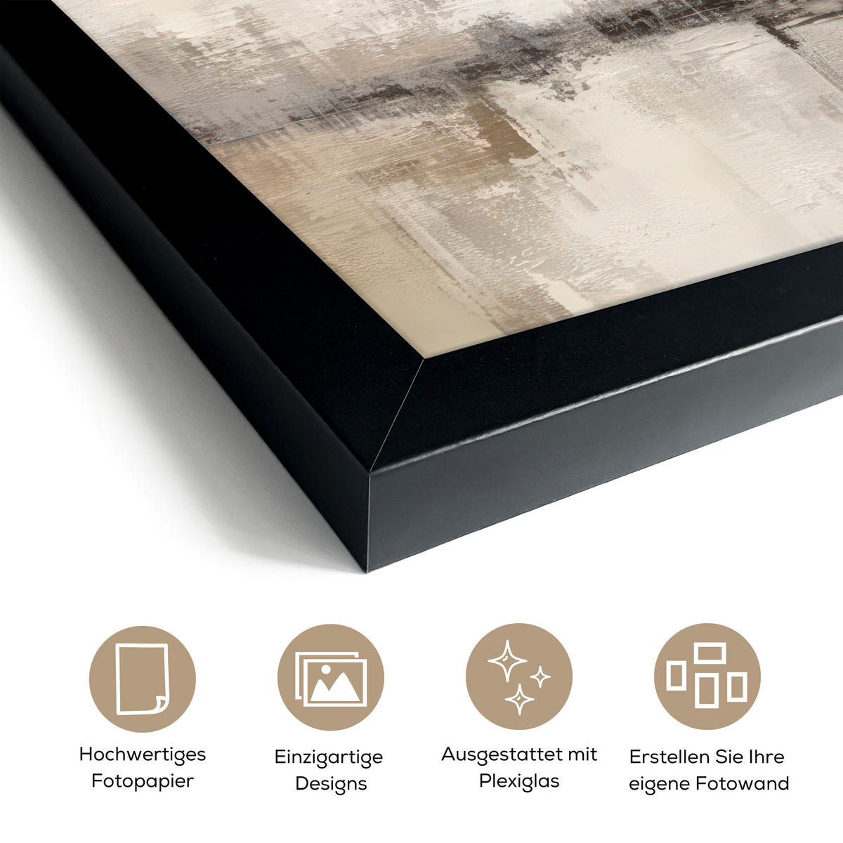 POSTER MIT RAHMEN Moderne Kunst - Abstrakt - Beige 30x20 cm - Beige, Papier (30/20cm) - MuchoWow