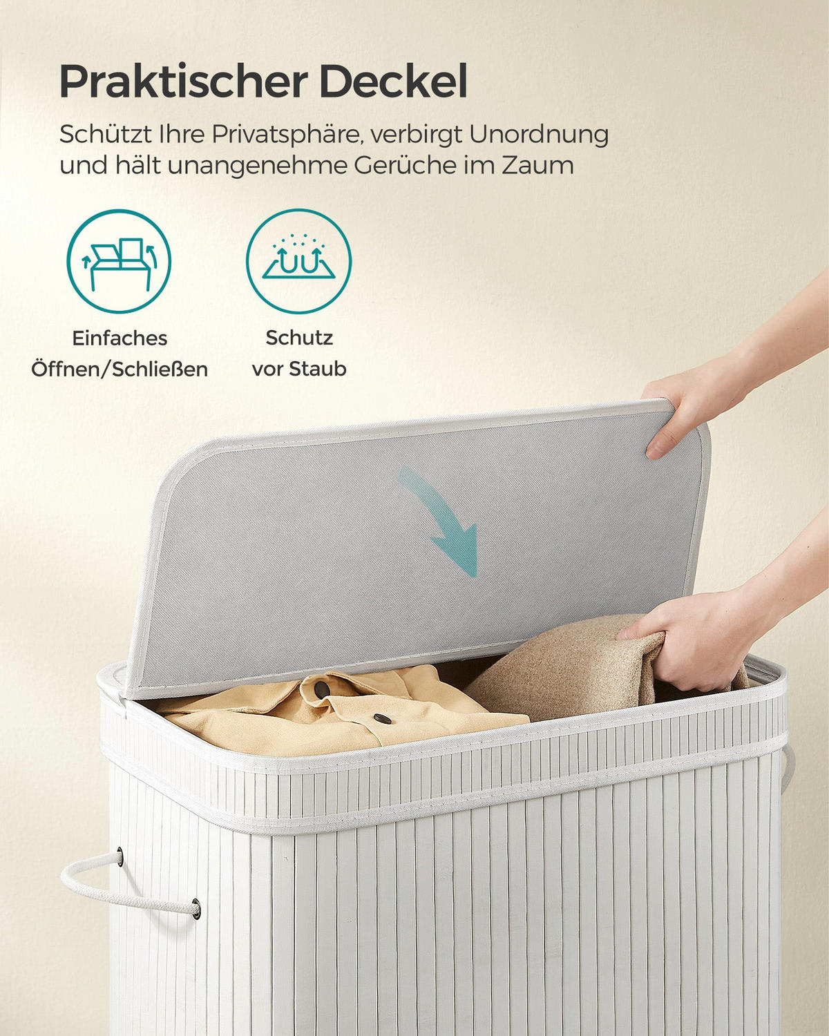 WÄSCHEKORB NOUAKCHOTT - Weiß, Naturmaterialen (34.5/61/54.5cm) - Hansiro