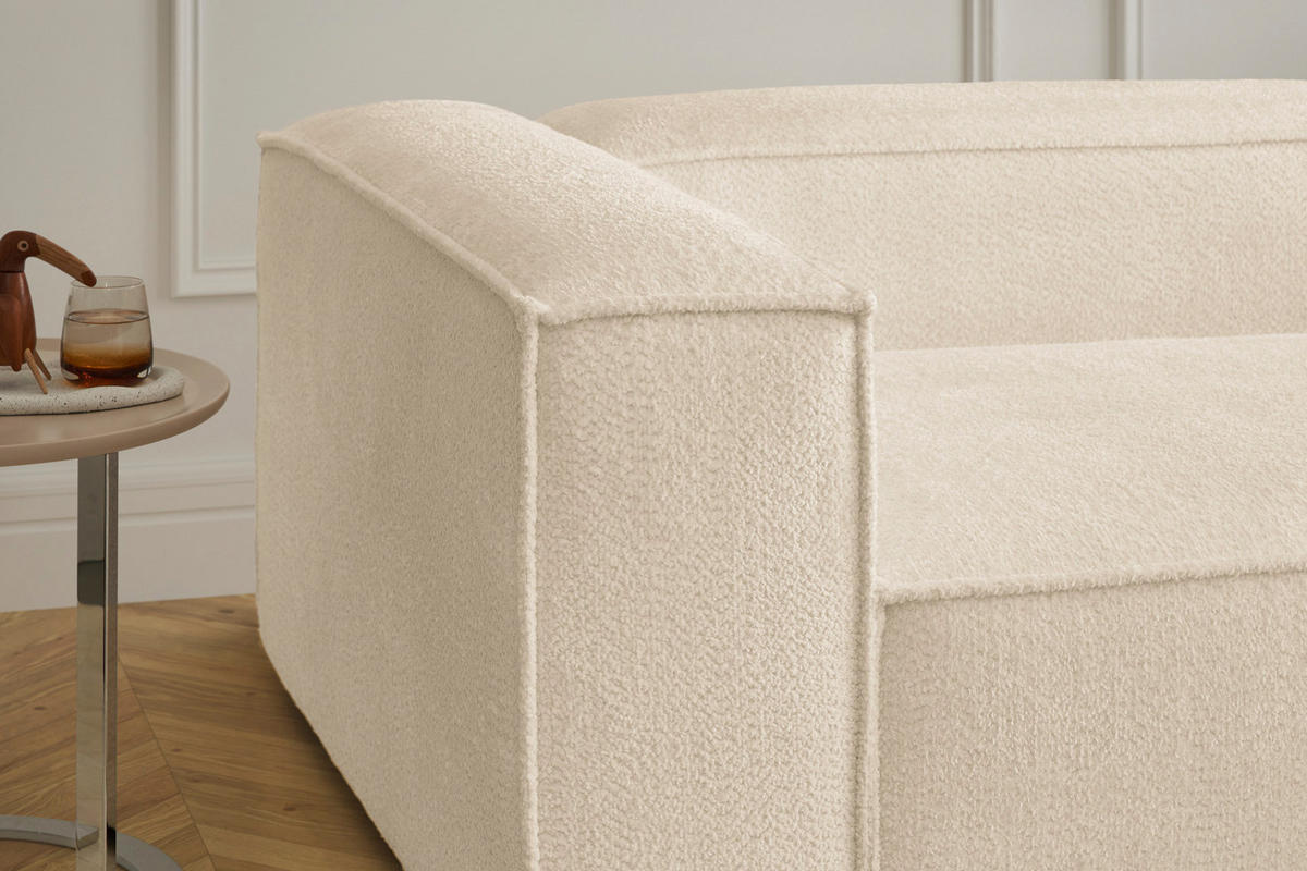 ECKSOFA CARMO Beige Flachgewebe - Beige/Schwarz, Kunststoff/Textil (306/191cm) - KAWOLA