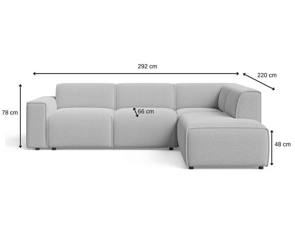 ECKSOFA Eluno Beige Links - Beige/Schwarz, Holz/Kunststoff (220/292cm) - Graingold