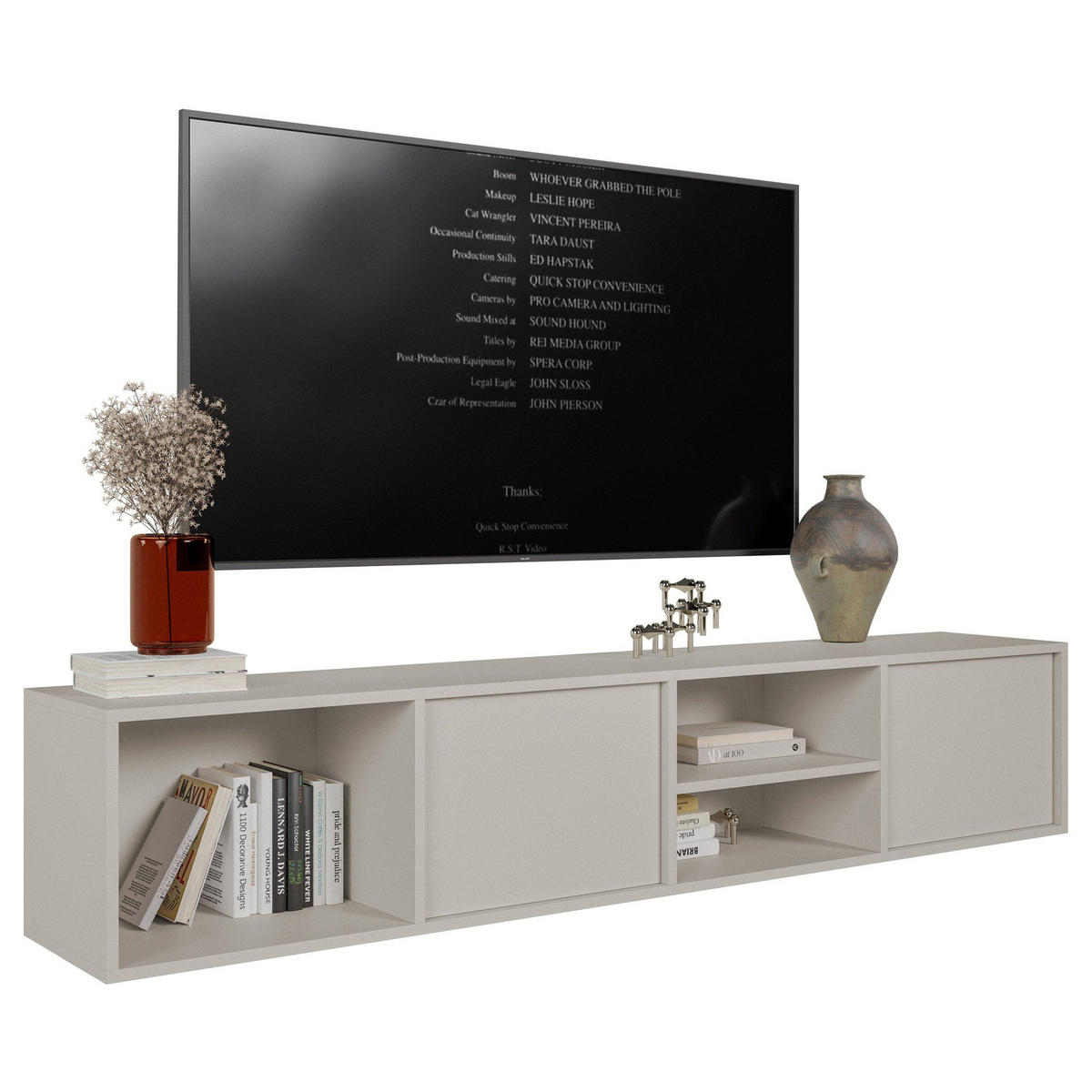 TV-STOLEK Sanva Kašmír 200 cm - kašmírová, kompozitní dřevo (200/40/35cm) - Selsey
