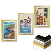 WANDBILDER 3er Set - 20x30 cm Goldrahmen - Stadtlandschaften mit Gebäuden - Goldfarben, Kunststoff (20/30cm) - ArtPrintCave