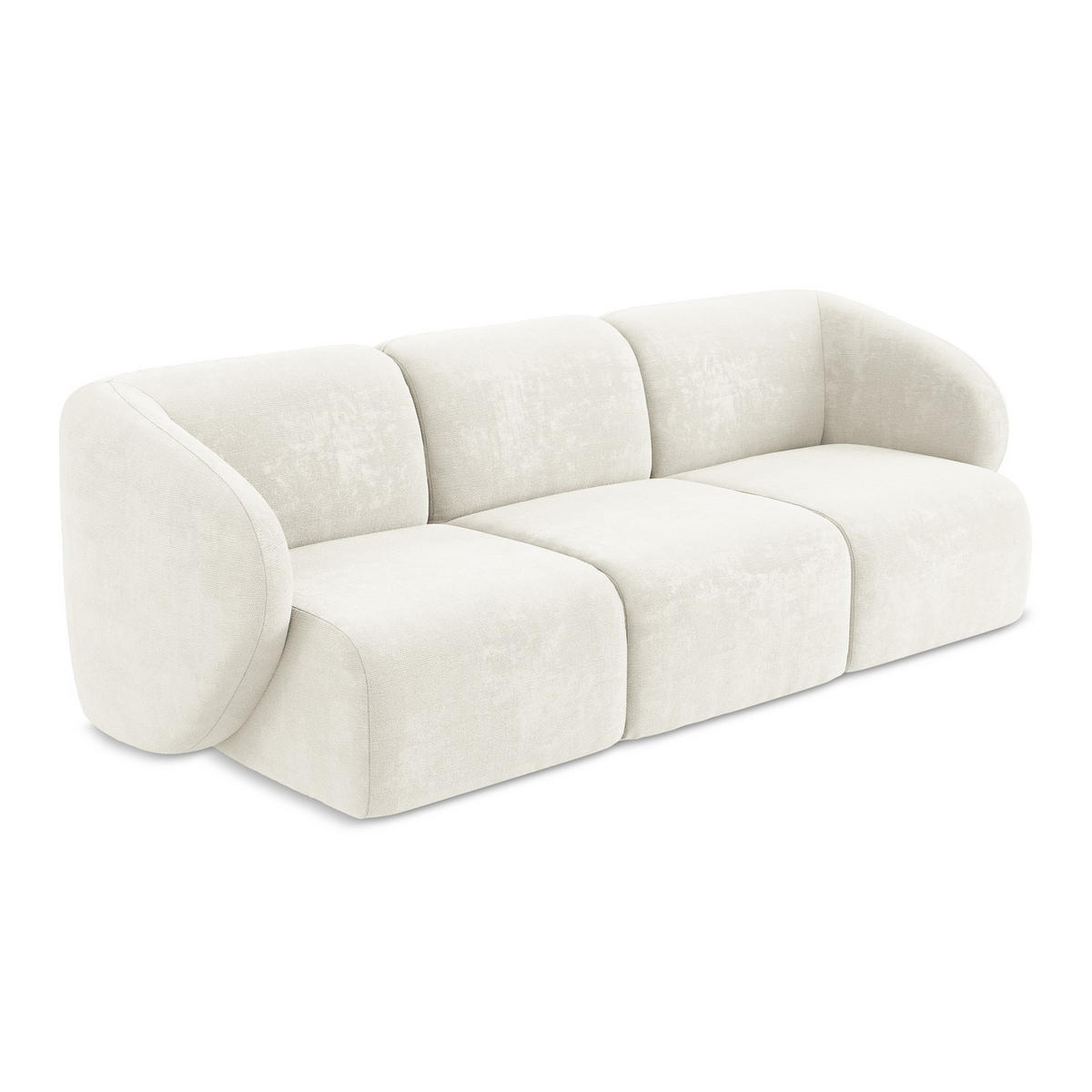 3-SITZER SOFA Chenille Stoff Weiß - Schwarz/Weiß, Holzwerkstoff/Kunststoff (244/75/94cm) - LaMiaSofa