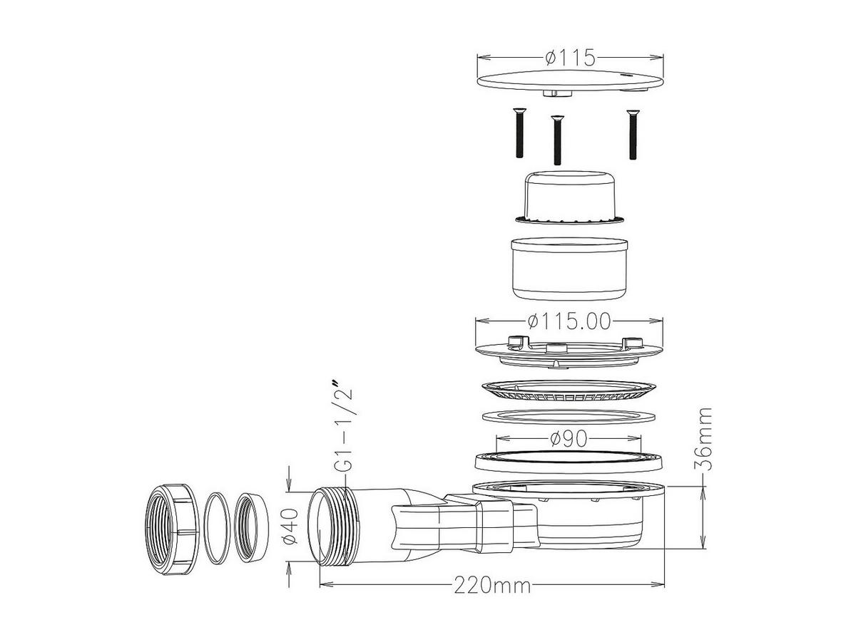 SIPHON für Einbauduschtassen aus Harz - MIRNOSA, LYROSA und SYFORSA - Weiß, Kunststoff (22/4/12cm) - Vente-Unique