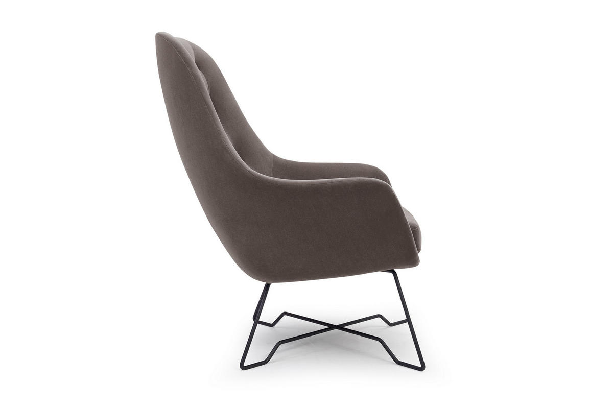 SESSEL SEDUTA, Modern Polstersessel Loungesessel, Velours-Stoff Grau - Grau, Holz/Metall (72.5/101.5/83cm) - MASSENO