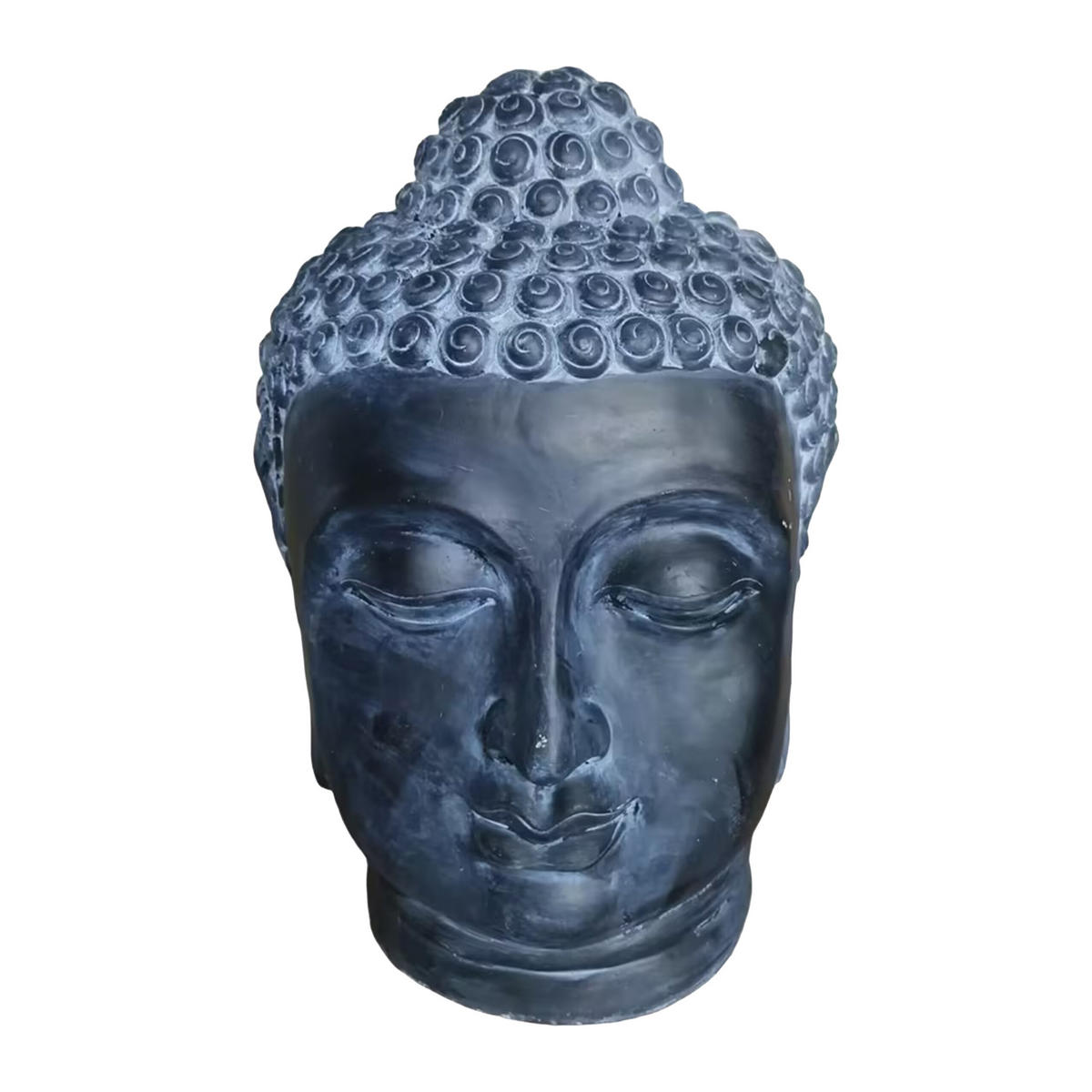BUDDHA-KOPF - Anthrazit, Kunststoff (36/55/32cm) - Relaxdays