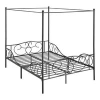 HIMMELBETT Finström - Schwarz, Metall (140/200cm) - [en.casa]