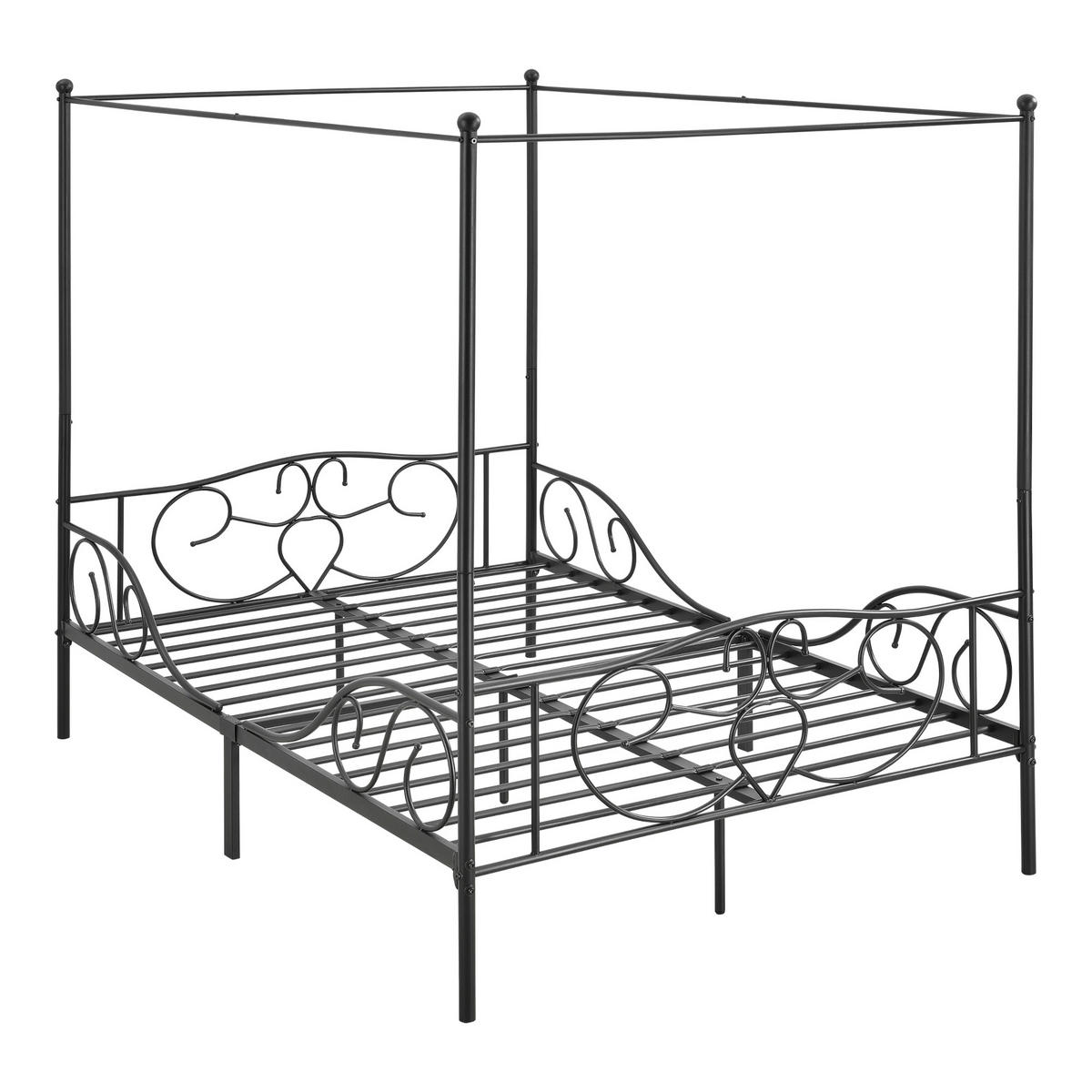 HIMMELBETT Finström - Schwarz, Metall (140/200cm) - [en.casa]