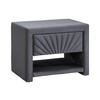 NACHTTISCH mit 1 Schublade & 1 Ablage - Samt - Anthrazitgrau - ULAMI - Anthrazit, Textil (50/41/35cm) - Vente-Unique