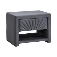 NACHTTISCH mit 1 Schublade & 1 Ablage - Samt - Anthrazitgrau - ULAMI - Anthrazit, Textil (50/41/35cm) - Vente-Unique