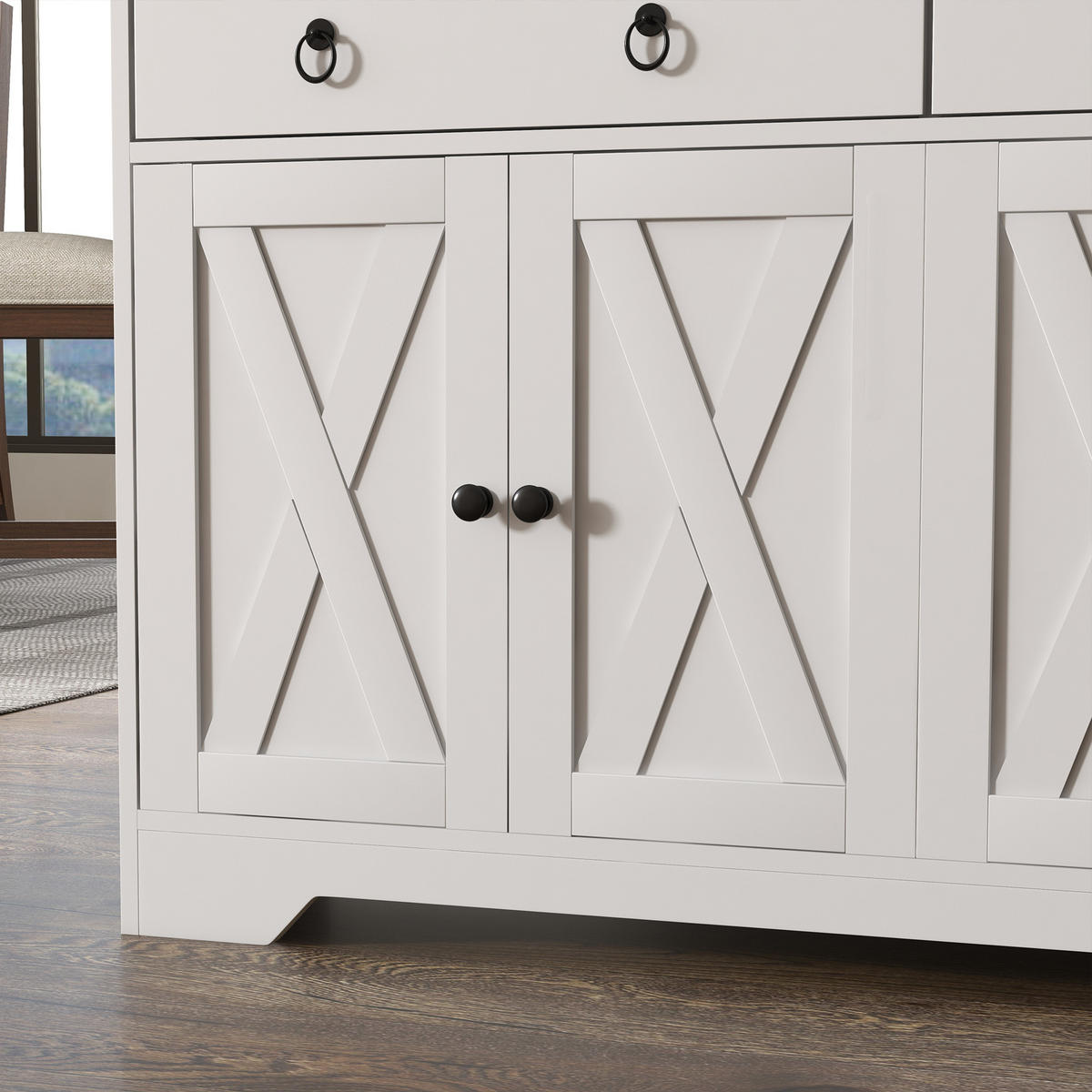 SIDEBOARD Weiß, 2 Türen, 2 Schubladen, 121/37/75 cm - Weiß, Holz (121/75/37cm) - PANGIVO
