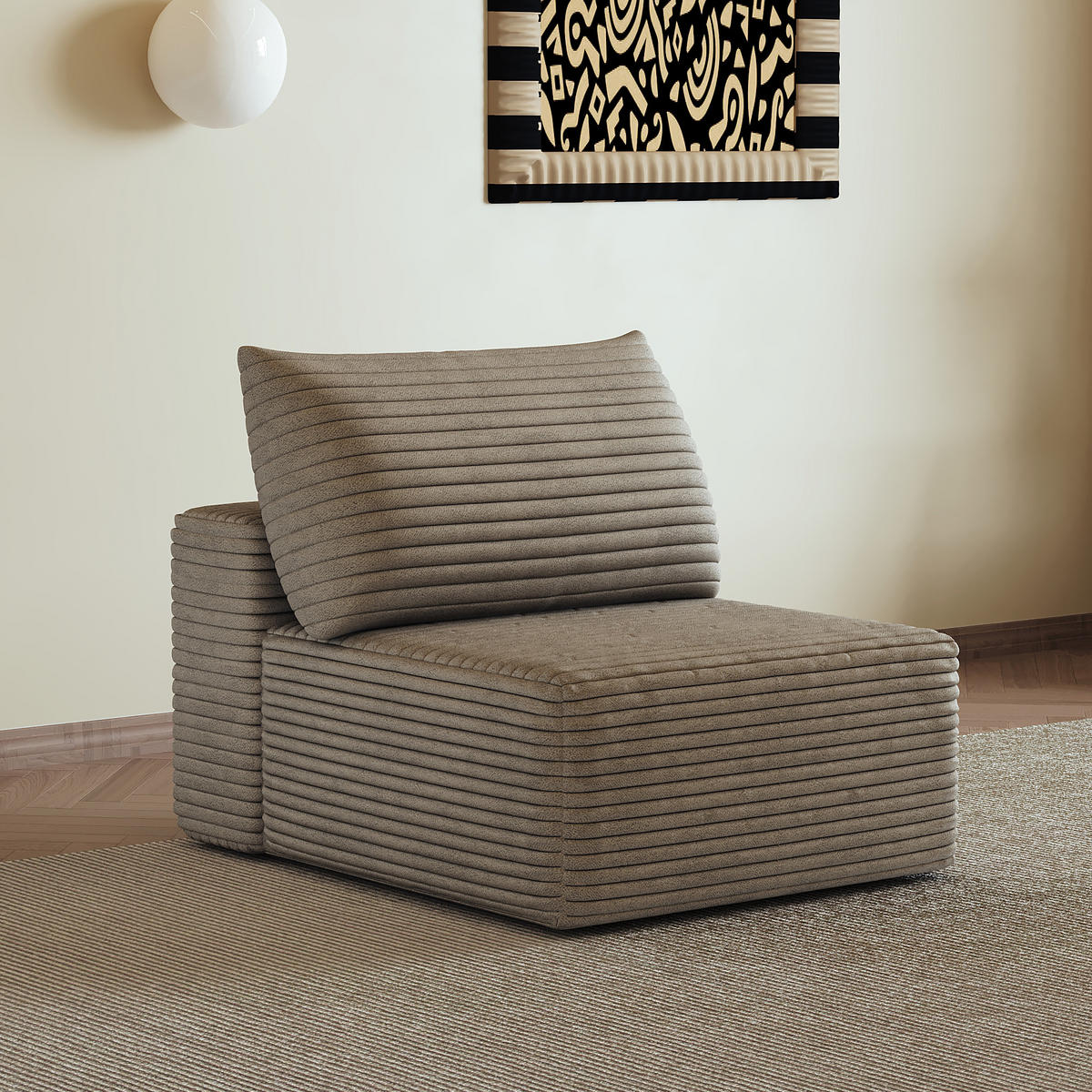 SOFAELEMENT DE-34721 Modulares 1‑Sitzer‑Element Kamel - Sandfarben, Textil (95/83/70cm) - ComfortXL